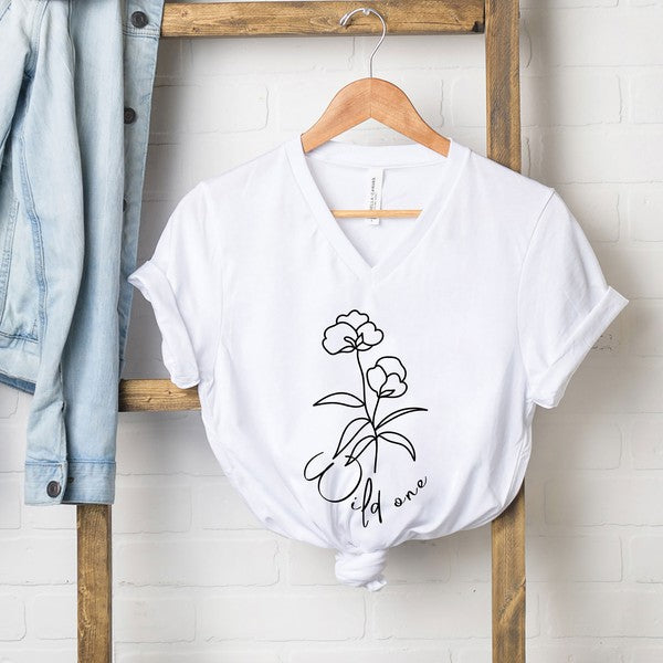 Wild One Flower Short Sleeve Graphic V-Neck Tee