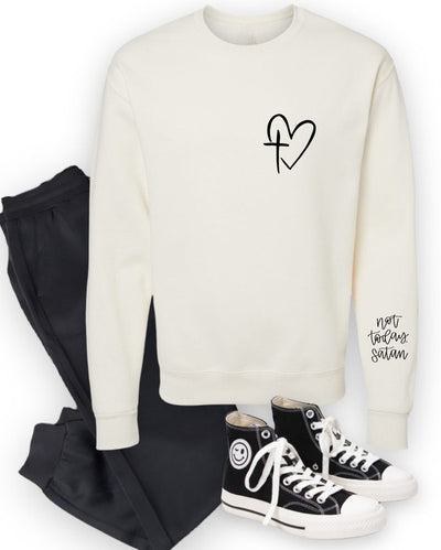 Heart/Cross Left Chest CrewNeck Sweatshirt