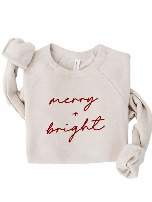 Cursive Merry and Bright Graphic Premium Crew