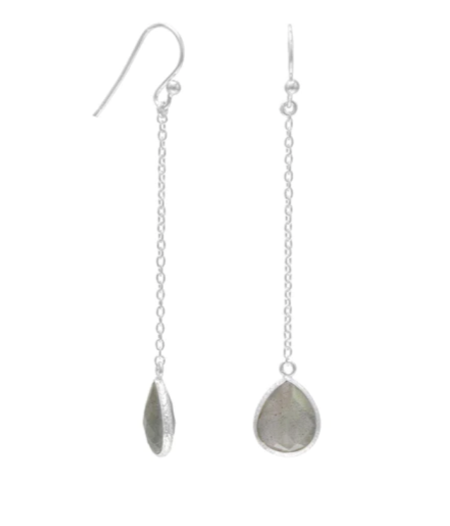 Labradorite Chain Drop Earrings