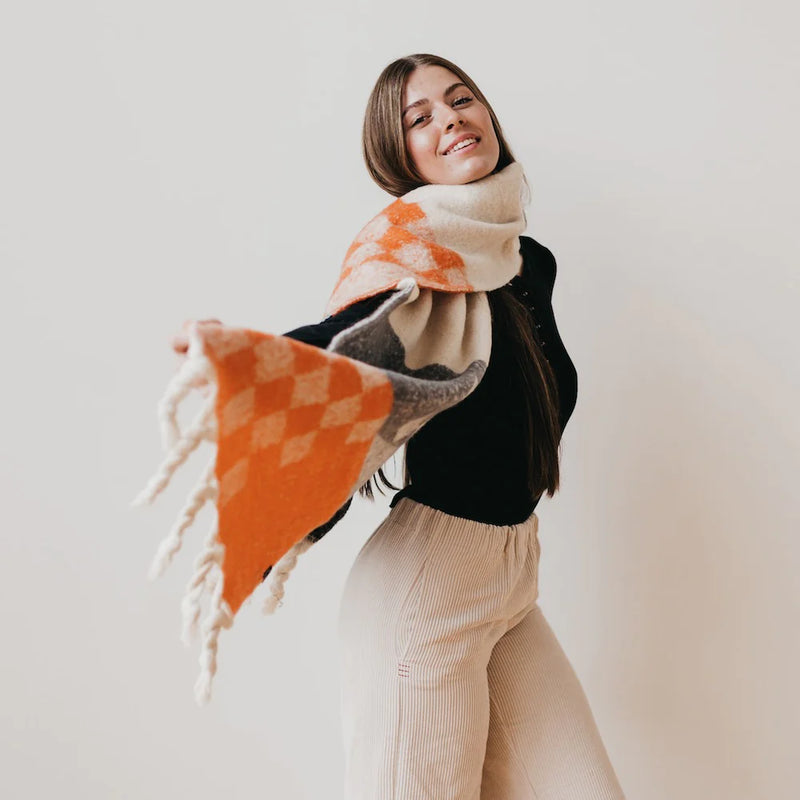 Autumn Spice Checkered Scarf