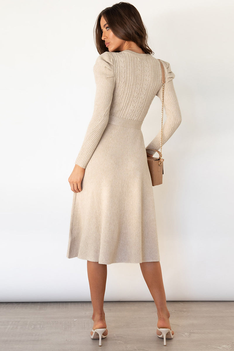 Long Sleeve Tie Waist Sweater Dress