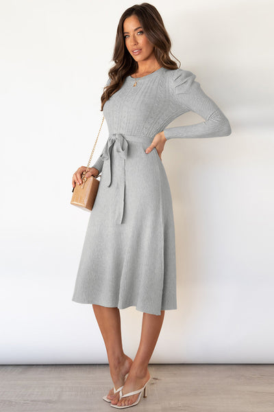 Long Sleeve Tie Waist Sweater Dress