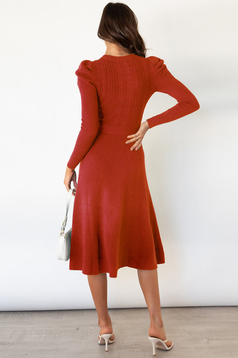 Long Sleeve Tie Waist Sweater Dress