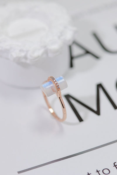 Natural Moonstone Platinum-Plated Ring