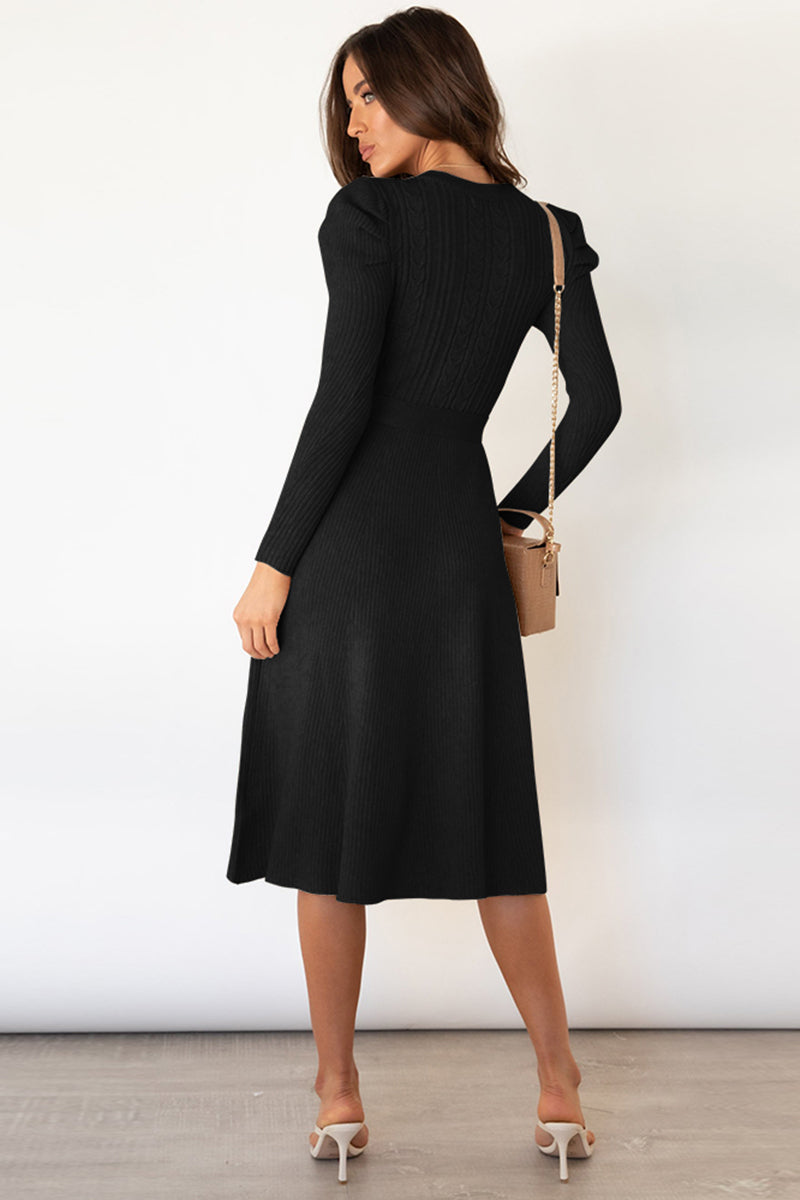 Long Sleeve Tie Waist Sweater Dress