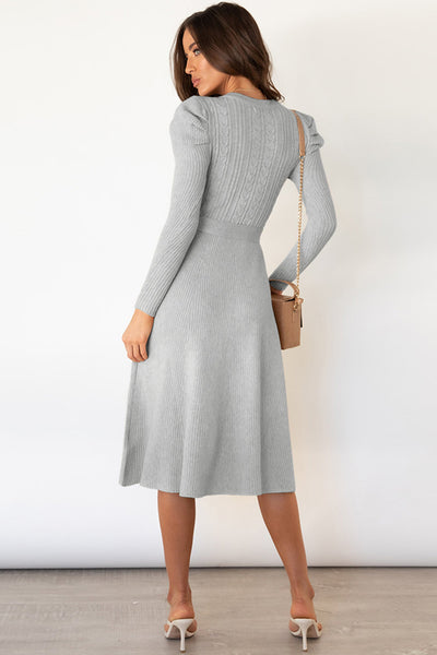 Long Sleeve Tie Waist Sweater Dress